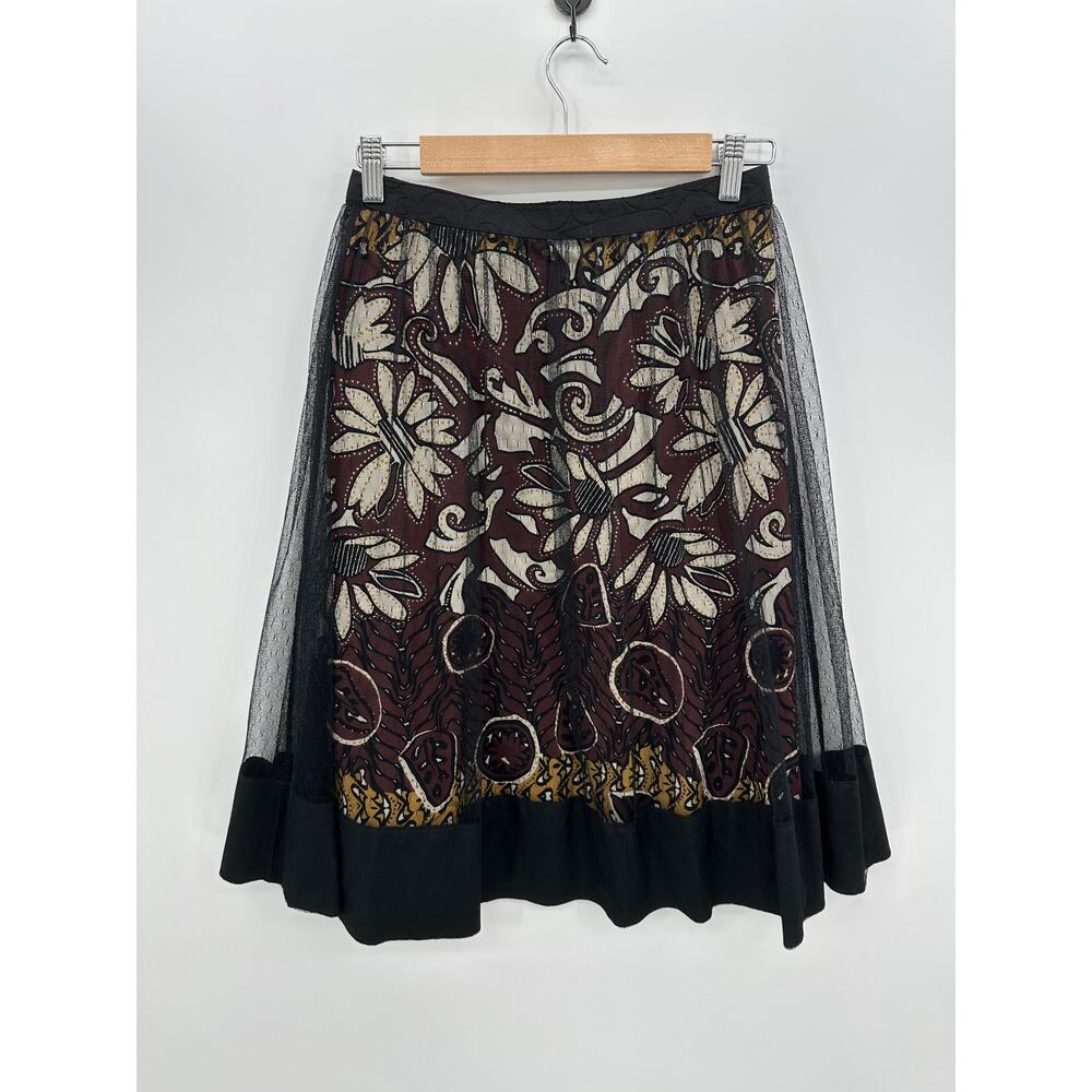 Stiletto Midi Skirt Womens Sz 4 Mesh Floral Career Office Dainty Feminine Unique